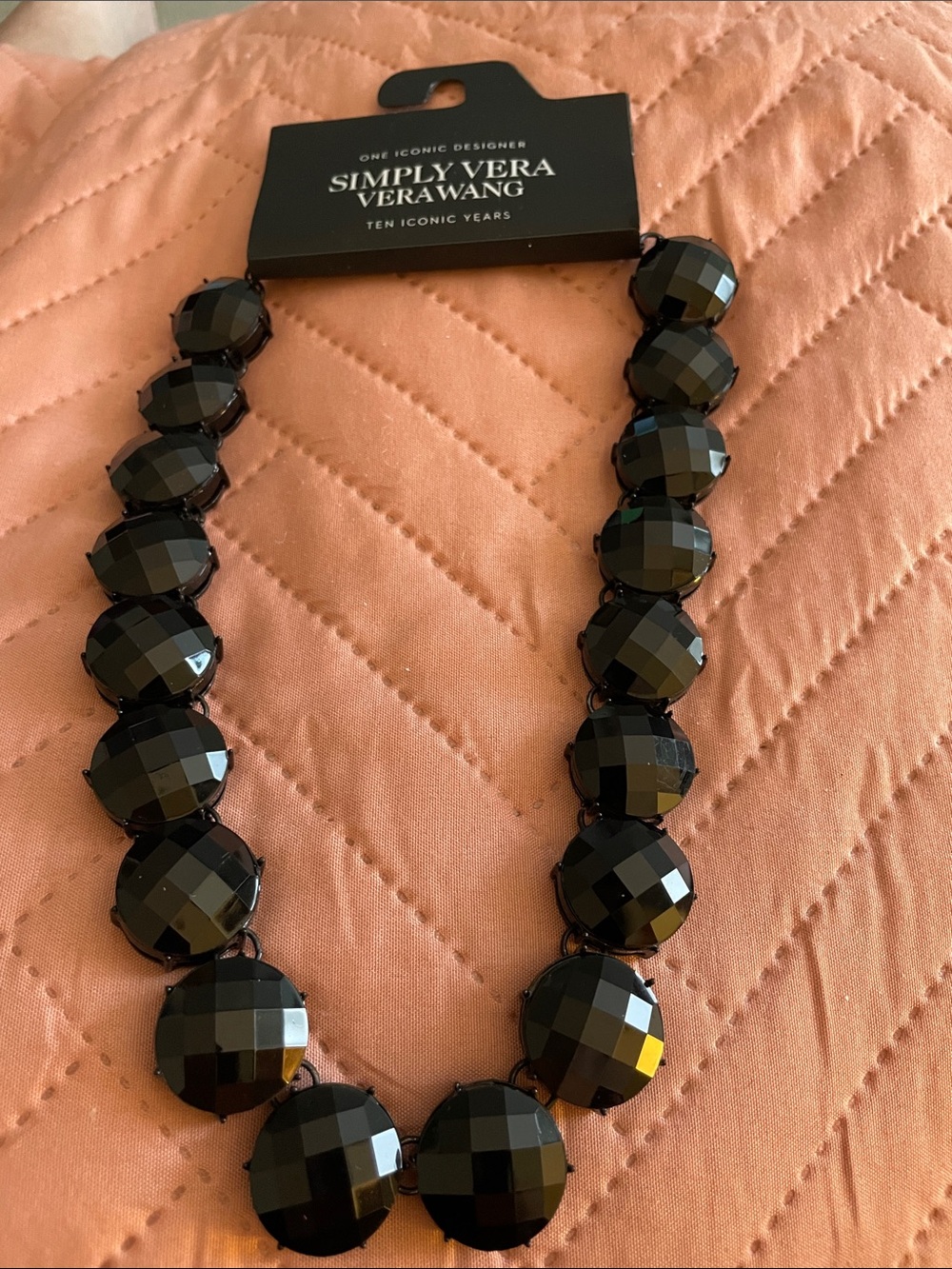 Simply Vera Vera Wang Black Faceted Statement Necklace NWT